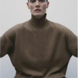 Zara taupe oversized ribbed sweater, NWOT, S